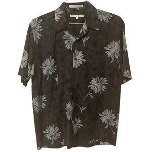 Perry Ellis 100% Silk Hawaiian Tropical Short Sleeve Button Down Shirt Size S